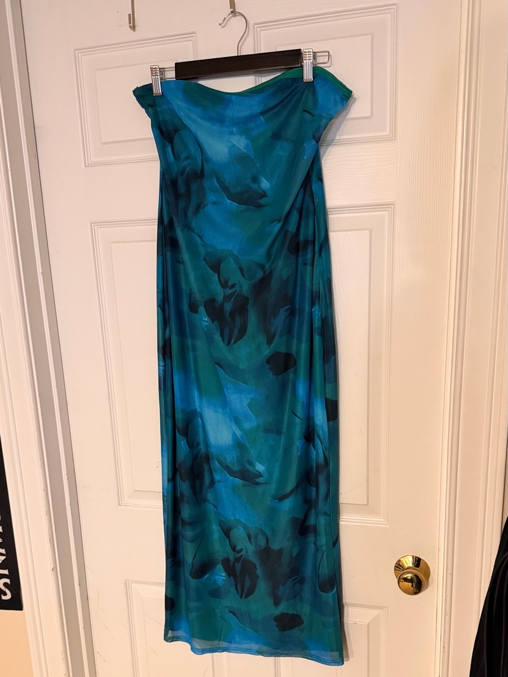 12th Tribe Teal and Dark Blue Strapless Maxi Dress